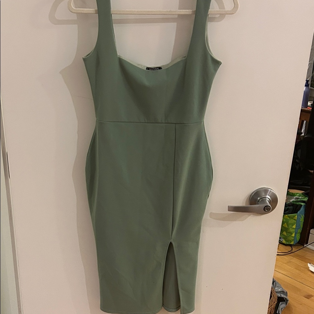 Nasty Gal Sage Green Midi Dress